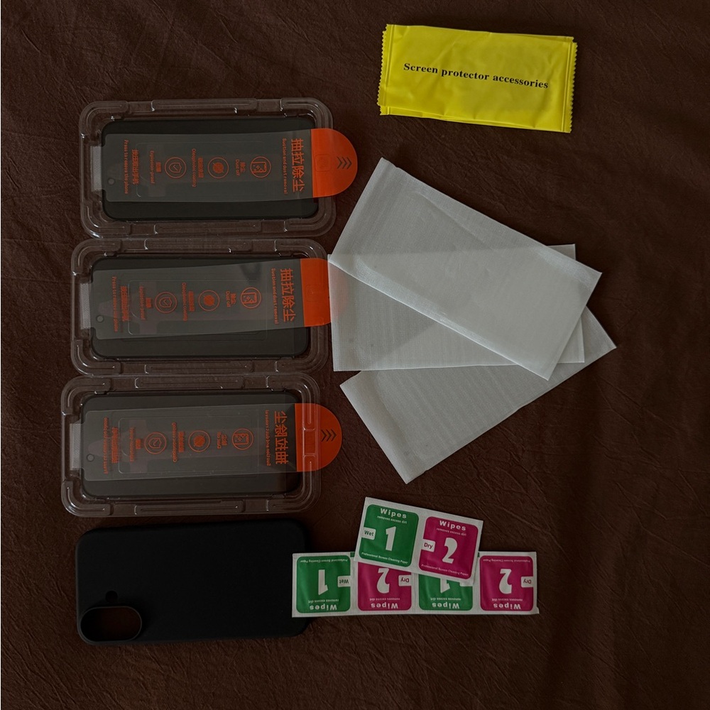 iPhone 16 case + 6 screen protectors bundle
